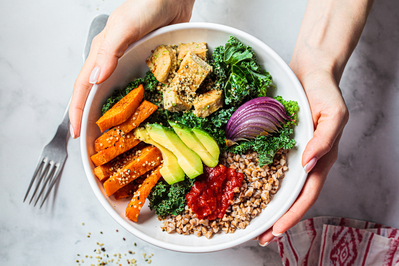 balanced meal full of colorful, nutrient-dense foods