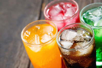 colorful, sugary drinks in glasses