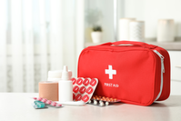 first aid kit and medical supplies at home