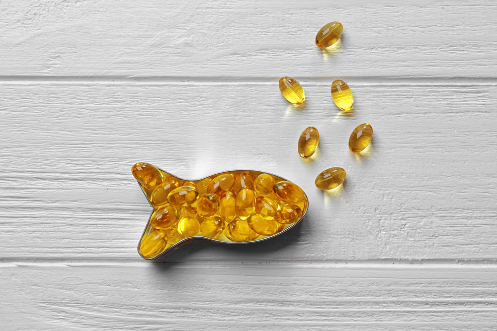 omega 3 fish oil supplements in shape of fish